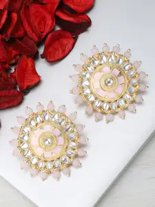 Rubans Gold-Toned & Pink Floral Studs