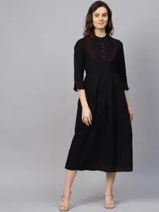 RARE ROOTS Women Black Solid A-Line Dress