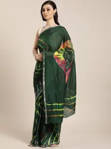 Geroo Jaipur Hand Dyed Green Leheriya Kota Silk  Saree