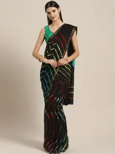 Geroo Jaipur Hand Dyed Black Leheriya Kota Doria  Sustainable Saree