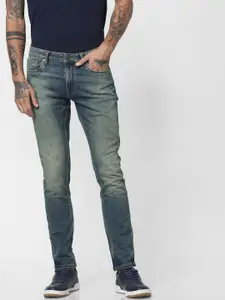 Jack & Jones Men Blue Ben Skinny Fit Low-Rise Clean Look Stretchable Jeans