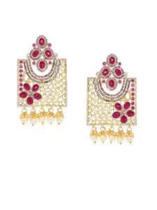 Kord Store Pink & Gold-Toned Square Drop Earrings