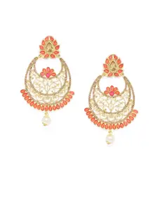 Kord Store Gold-Plated Orange Floral Drop Earrings