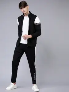 HIGHLANDER Men Black & White Colourblocked Sweatshirt