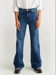 MANGO Women Blue Flared Mid-Rise Clean Look Jeans