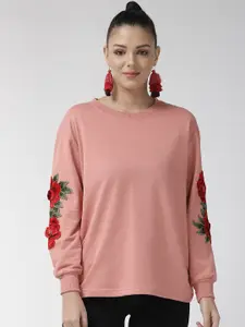 plusS Women Dusty Pink Solid Sweatshirt