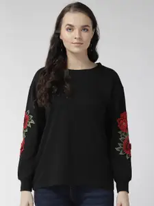 plusS Women Black Solid Sweatshirt