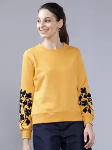 Tokyo Talkies Women Mustard Yellow Solid Sweatshirt