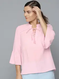 RARE Women Pink Solid Top