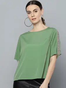 RARE Women Green Solid Top