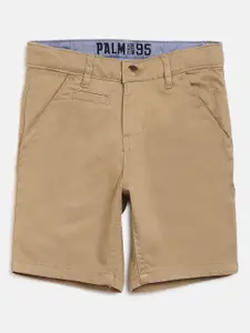 Palm Tree Boys Khaki Solid Regular Fit Shorts