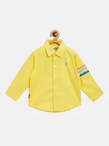 Gini and Jony Boys Yellow Regular Fit Casual Shirt with Printed Back