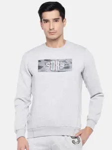 Sweet Dreams Men Grey Melange Printed Pullover Sweatshirt
