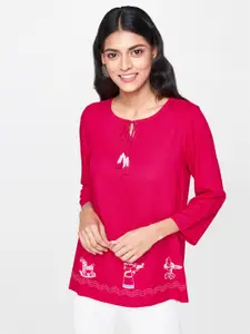 Global Desi Women Pink Printed Top