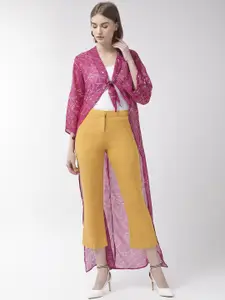 Style Quotient Women Pink & White Printed Tie-Up Shrug