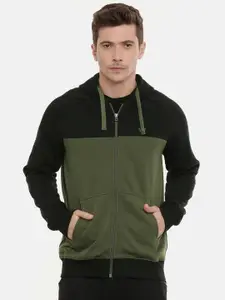 Wildcraft Men Olive Green & Black Colourblocked Sweatshirt