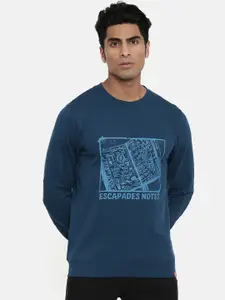 Wildcraft Men Teal Blue Printed Sweatshirt