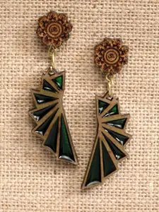 PANASH Brown & Green Quirky Drop Earrings