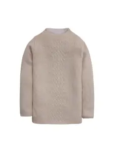 RVK Girls Beige Solid Sweater