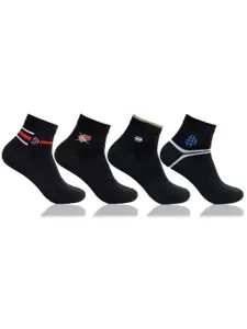 Bonjour Men Pack of 4 Black Solid Ankle-Length Socks