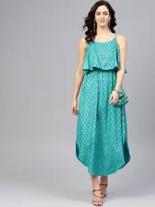 MABISH by Sonal Jain Women Blue & Golden Printed Maxi Dress