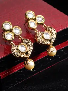 PANASH White Gold-Plated Handcrafted Contemporary Drop Earrings