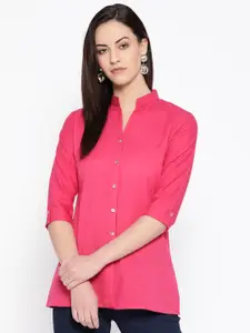 Vastraa Fusion Women Pink Regular Fit Solid Casual Shirt
