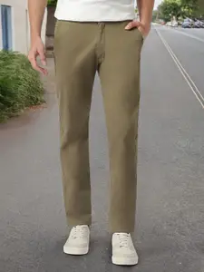 Urbano Fashion Men Olive Green Slim Fit Solid Regular Trousers