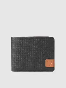 Hidesign Men Black Textured Leather Two Fold Wallet
