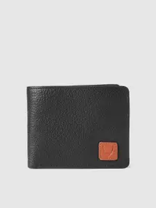 Hidesign Men Black Leather Textured Two Fold Wallet