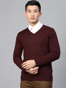 Van Heusen Men Maroon Solid Sweater