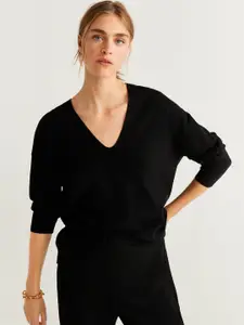 MANGO Women Black Solid Sweater