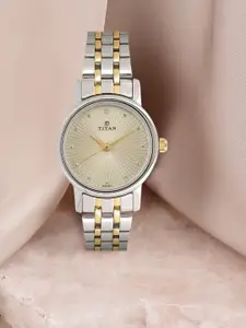 Titan Women Gold-Toned & Silver-Toned Analogue Watch