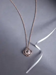 Jewels Galaxy Rose Gold-Plated Stone Studded Handcrafted Minimal Necklace