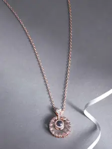Jewels Galaxy Rose Gold Plated Stone Studded Handcrafted Minimal Necklace