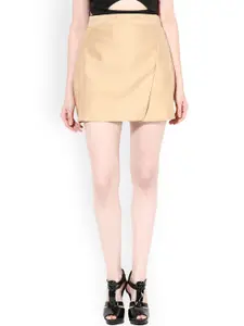 Miss Chase Beige Silk A-Line Skirt