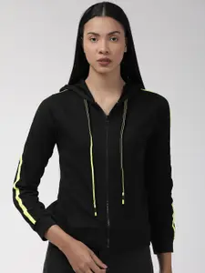 Style Quotient Style Quotient Women Black Solid Hooded Sweatshirt