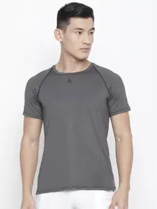 Aesthetic Bodies Men Charcoal Grey Solid Round Neck T-shirt