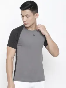 Aesthetic Bodies Men Grey & Black Colourblocked Round Neck T-shirt