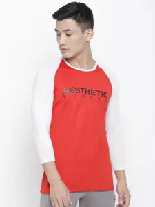 Aesthetic Bodies Men Red & Black Printed Round Neck T-shirt
