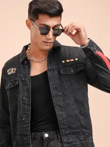 LOCOMOTIVE Men Black Printed Jacket