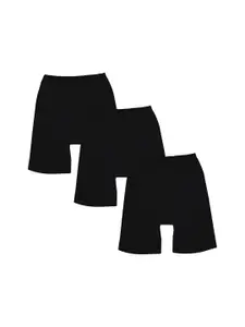 Luke & Lilly Girls Pack of 3 Black Solid Knee-Length Cycling Shorts