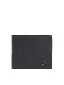 Kara Men Black Genuine Leather Solid Two Fold Wallet