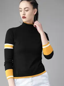 The Roadster Lifestyle Co Women Black Solid Sweater
