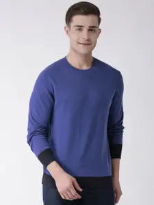 Celio Men Blue Solid Pullover Sweater