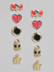 Accessorize Pack Of 5 Gold-Toned Quirky Studs