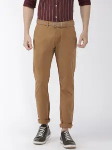 Celio Men Brown Slim Fit Solid Regular Trousers