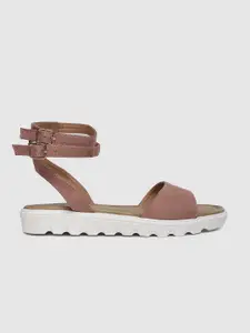 The Roadster Lifestyle Co Women Dusty Pink Solid Mid-Top Open Toe Flats