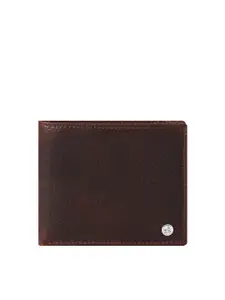 Eske Men Coffee Brown Textured Two Fold Leather Wallet