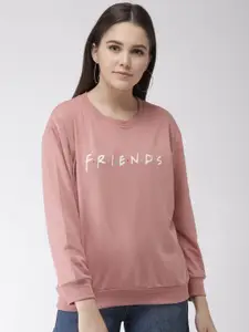 plusS Women Pink & White Printed Sweatshirt